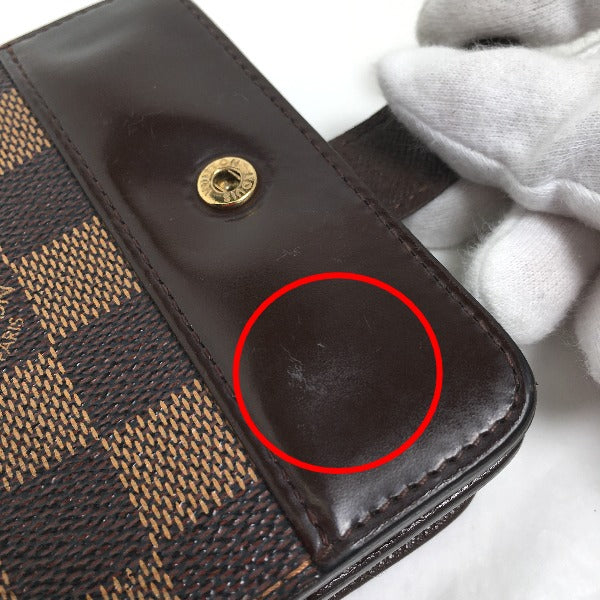 ルイヴィトン LOUIS VUITTON 二つ折り財布
 カード用ポケットファスナー付財布 ダミエ コンパクト・ジップ ダミエキャンバス N61668 ブラウン LV
 【SS】
 【中古】