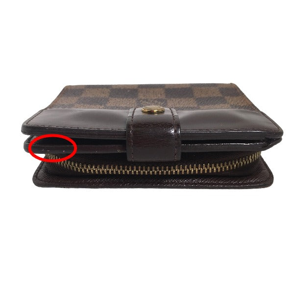 ルイヴィトン LOUIS VUITTON 二つ折り財布
 カード用ポケットファスナー付財布 ダミエ コンパクト・ジップ ダミエキャンバス N61668 ブラウン LV
 【SS】
 【中古】