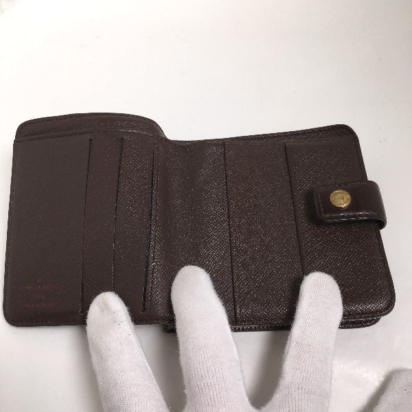 ルイヴィトン LOUIS VUITTON 二つ折り財布
 カード用ポケットファスナー付財布 ダミエ コンパクト・ジップ ダミエキャンバス N61668 ブラウン LV
 【SS】
 【中古】