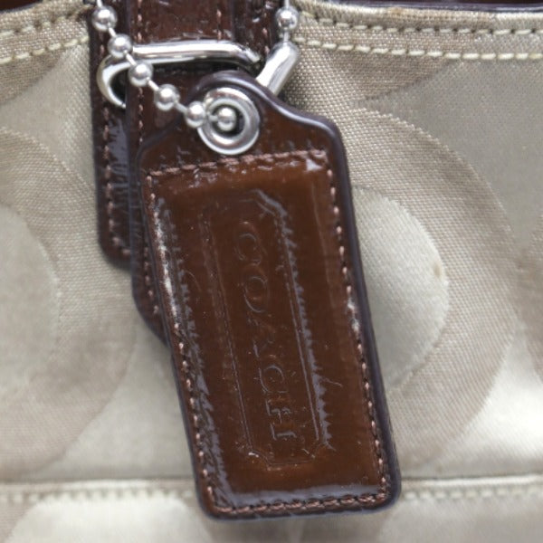 コーチ COACH ハンドバッグ
 ハンドバッグ 馬車金具 シグネチャー キャンバス F14133 ベージュ 【SS】
 【中古】