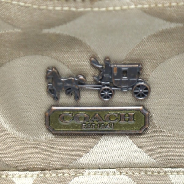 コーチ COACH ハンドバッグ
 ハンドバッグ 馬車金具 シグネチャー キャンバス F14133 ベージュ 【SS】
 【中古】