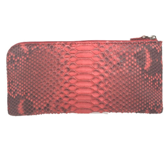 Python Long Wallet
 Long wallet with L-shaped zipper, Italian dyed, python, red [SS] 