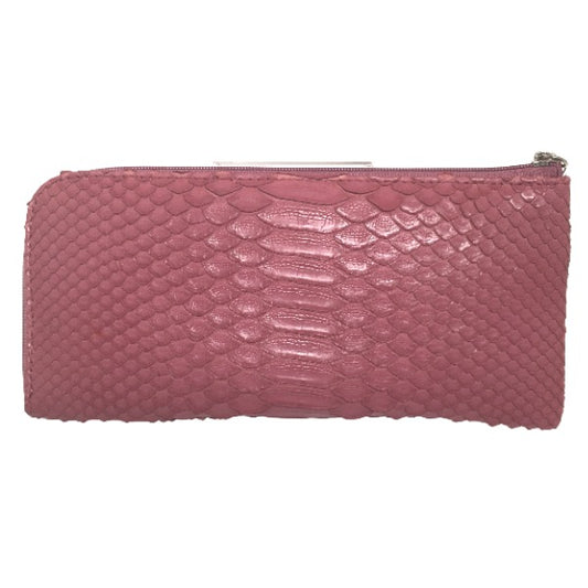 Python Long Wallet
 Long wallet with L-shaped zipper, Italian dyed, python, pink [SS] 