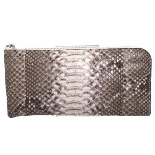 Python Long Wallet
 Second-hand L-shaped zipper, Italian dyed, python, white [SS] 