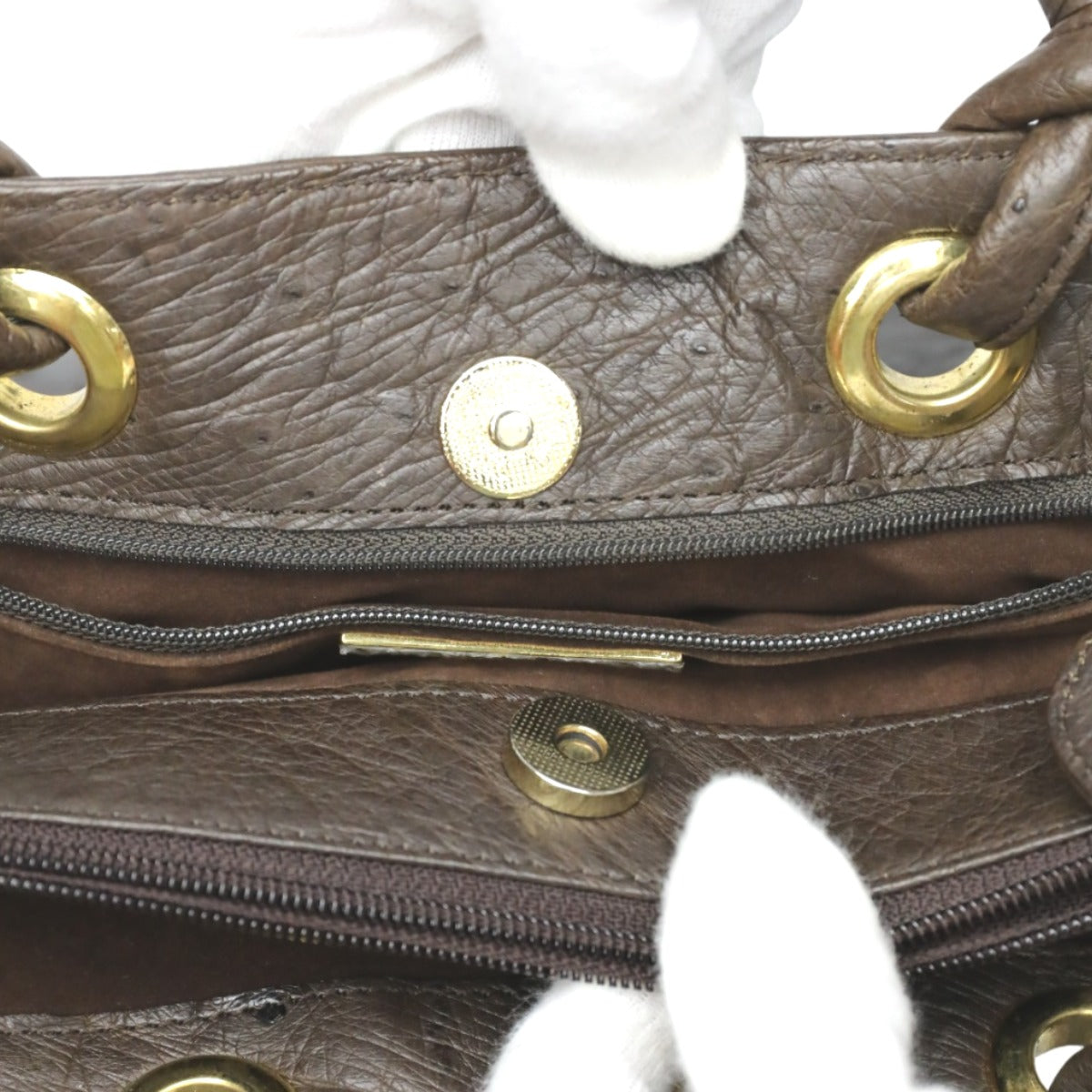 Ostrich handbag
 Handbag Full Point Ostrich Brown [H]
 【second hand】 