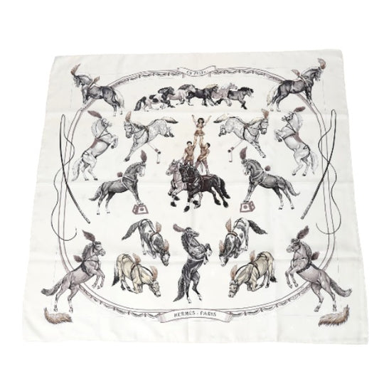 HERMES Scarf
 Scarf Carre 90 100% Silk White [SS]
 【second hand】 