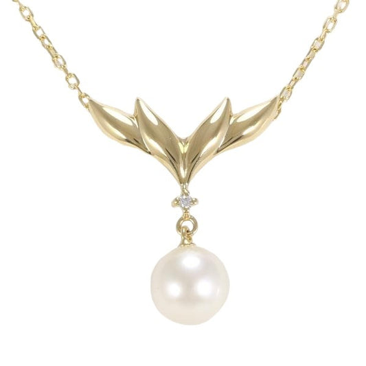 ミキモト MIKIMOTO ネックレス
 ダイヤ パール K18 K18イエローゴールド ネックレス ゴールド 【SS】
 【中古】