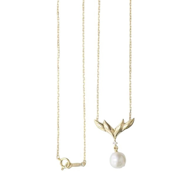 ミキモト MIKIMOTO ネックレス
 ダイヤ パール K18 K18イエローゴールド ネックレス ゴールド 【SS】
 【中古】