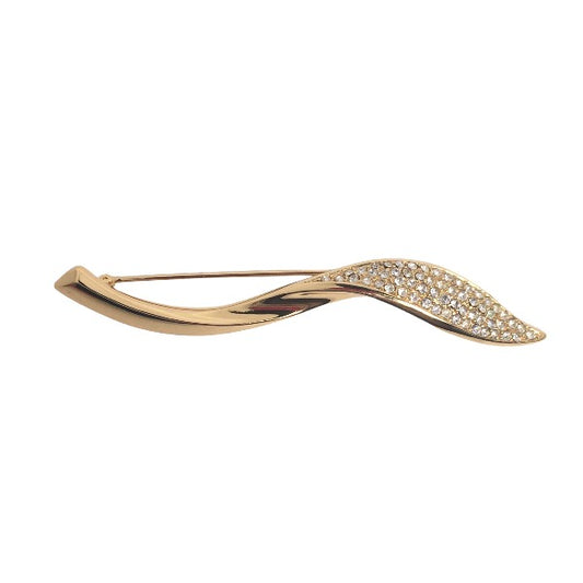 Christian Dior Brooch
 Rotating pin type leaf motif pave bijou gold [SS]
 【second hand】 