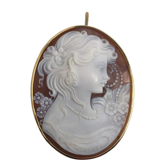 brooch
 Cameo pendant top K18 brown [SS]
 【second hand】 