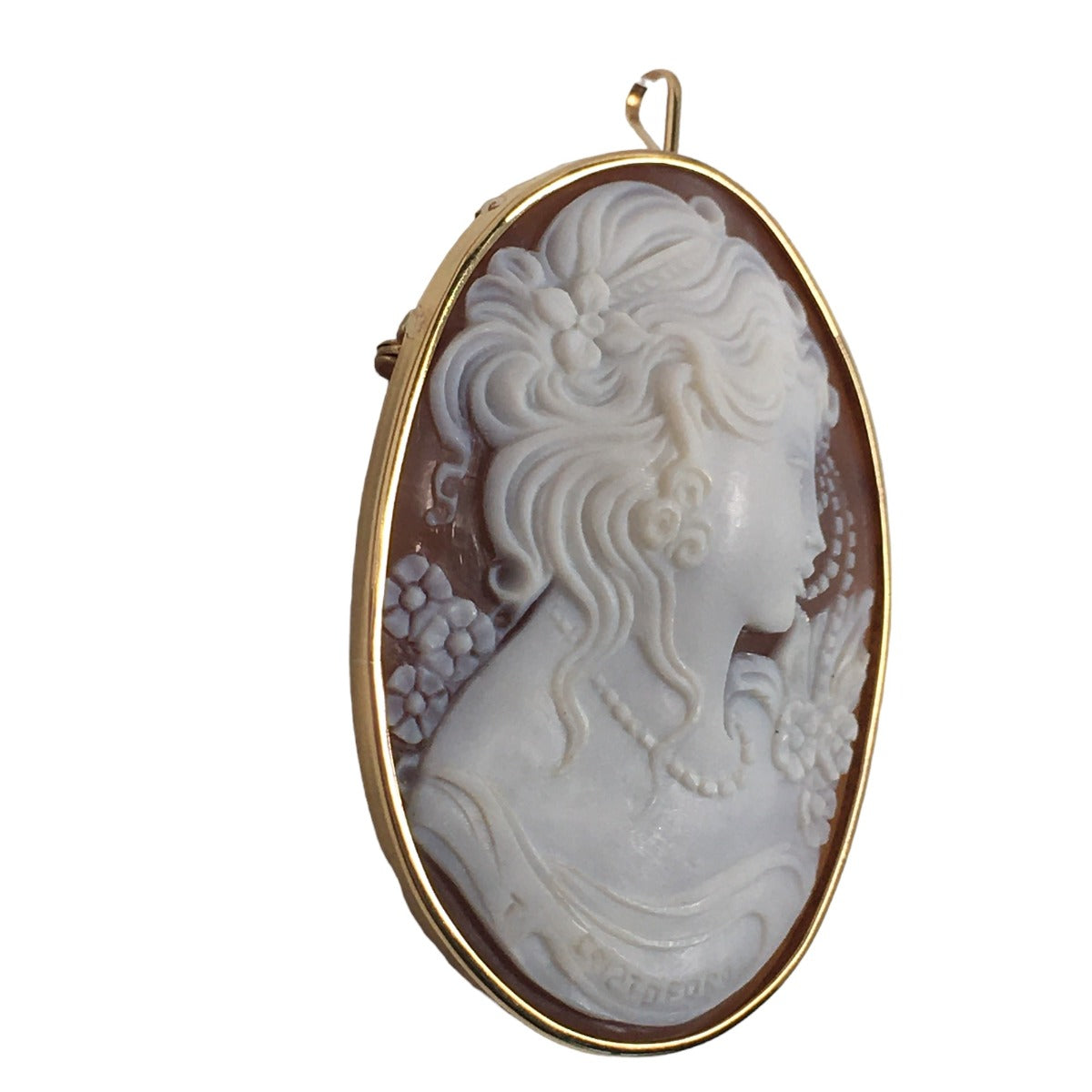 brooch
 Cameo pendant top K18 brown [SS]
 【second hand】 