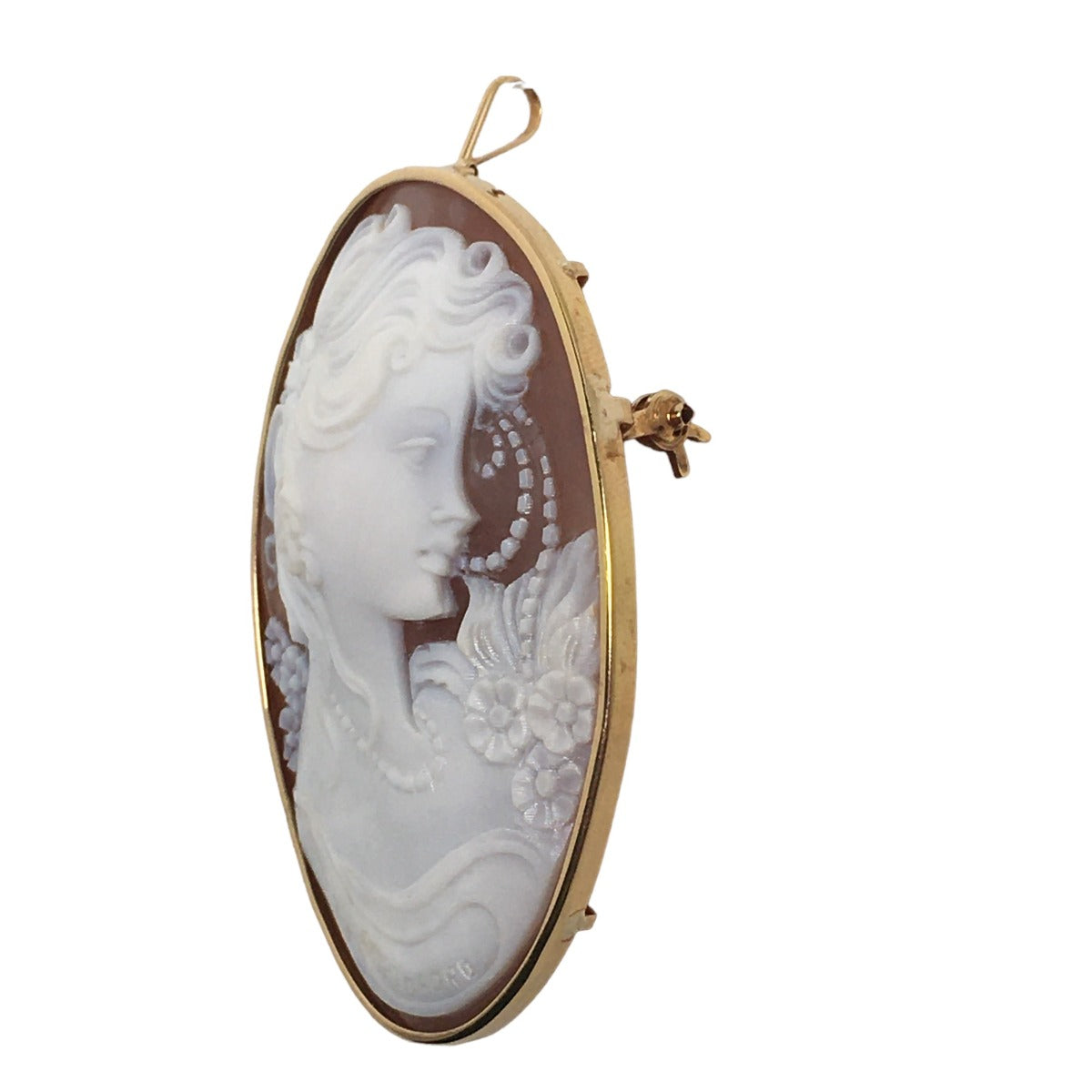 brooch
 Cameo pendant top K18 brown [SS]
 【second hand】 