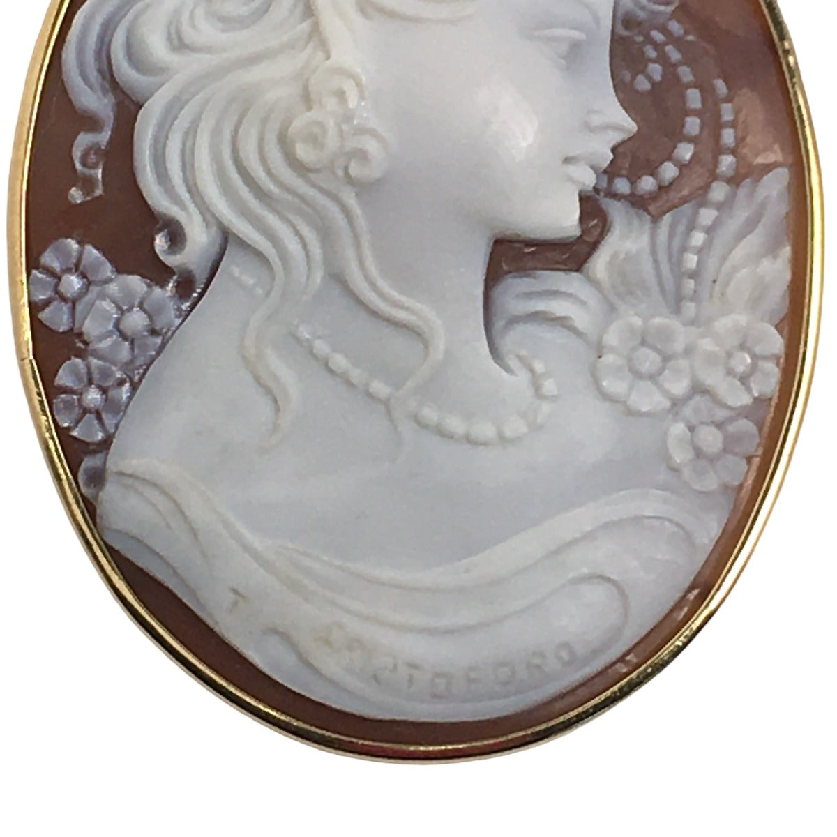 brooch
 Cameo pendant top K18 brown [SS]
 【second hand】 