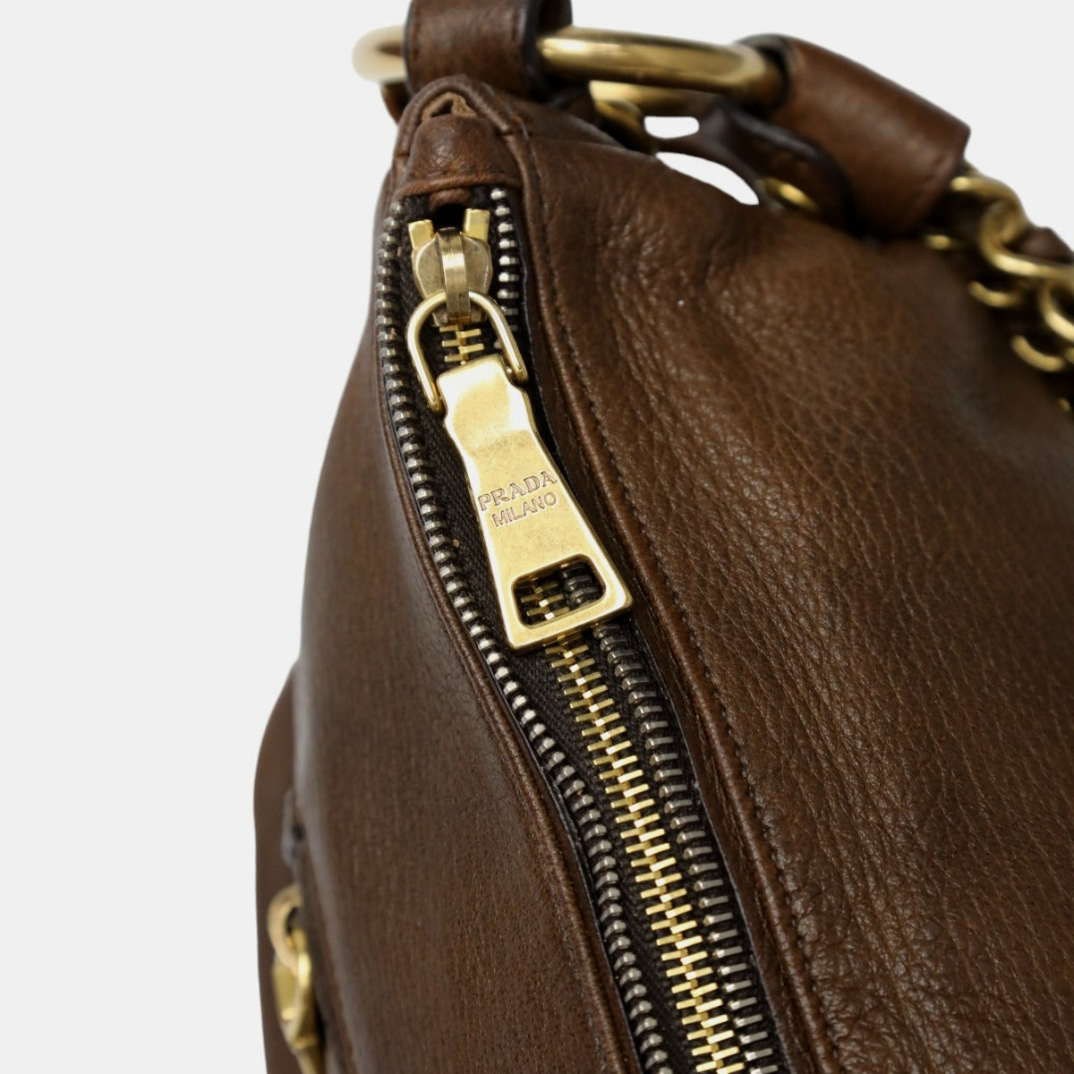 PRADA shoulder bag
 One-shoulder bag, leather, brown [SS]
 【second hand】 