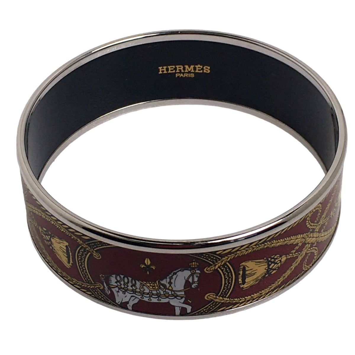 Hermes HERMES Bangle
 Bracelet, cloisonné, silver, red/gold/black, [SS]
 【second hand】 