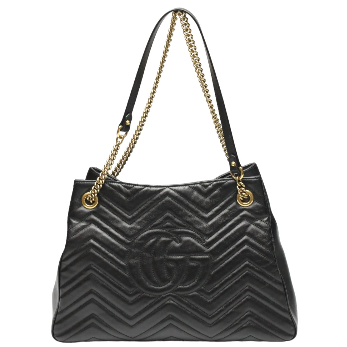 GUCCI Tote Bag
 Tote bag leather GG Marmont leather 453569 black [SS]
 【second hand】 