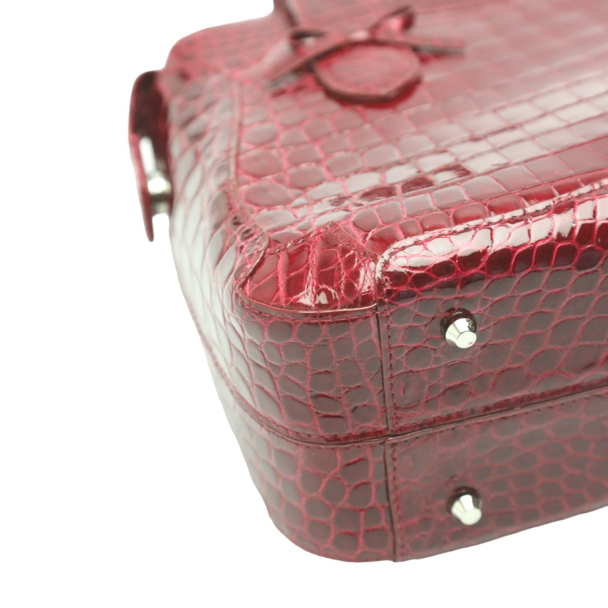 Crocodile handbag
 Handbag with pass case, Shining Crocodile, GRES PARIS, Red [SS]
 【second hand】 