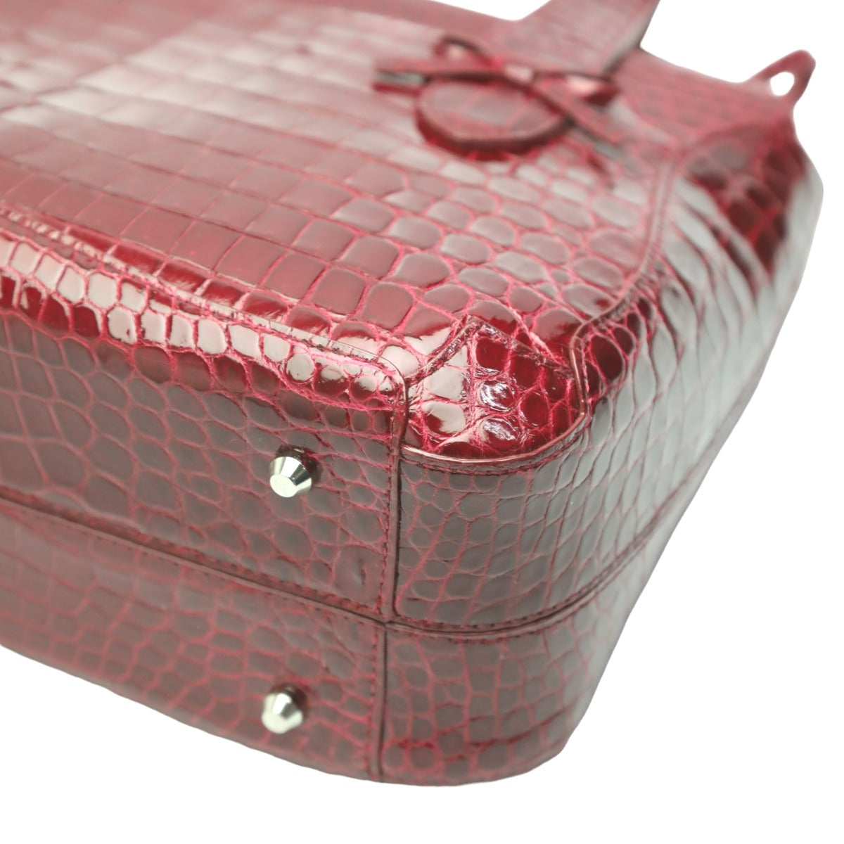 Crocodile handbag
 Handbag with pass case, Shining Crocodile, GRES PARIS, Red [SS]
 【second hand】 