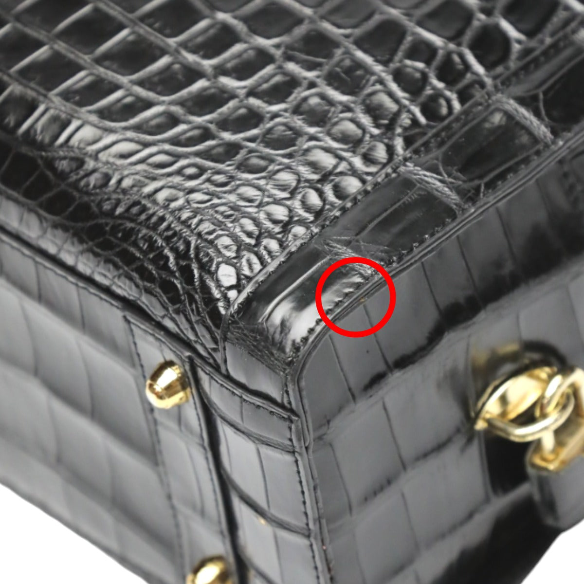 Crocodile handbag
 Mini Boston Bag Crocodile Black [SS]
 【second hand】 