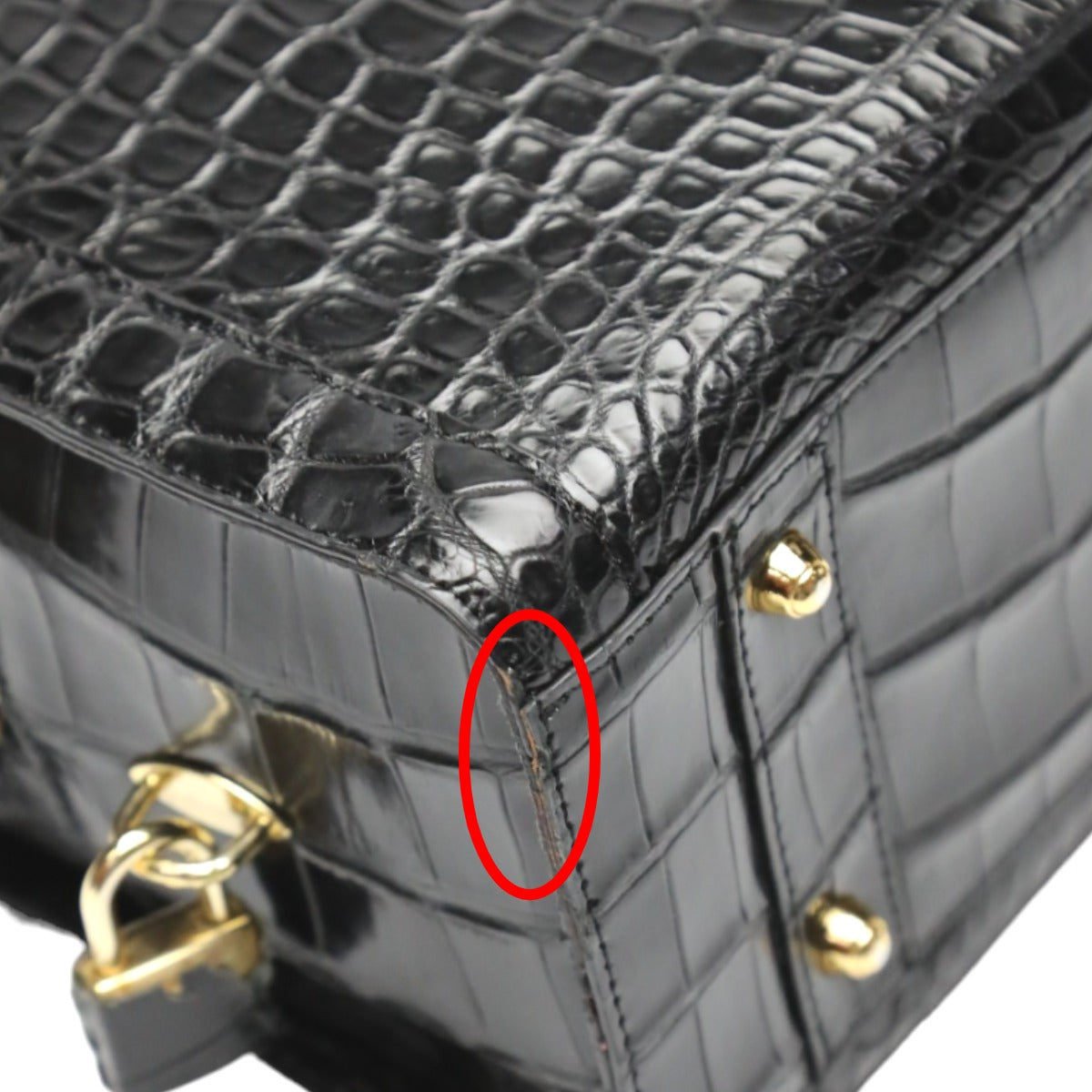 Crocodile handbag
 Mini Boston Bag Crocodile Black [SS]
 【second hand】 