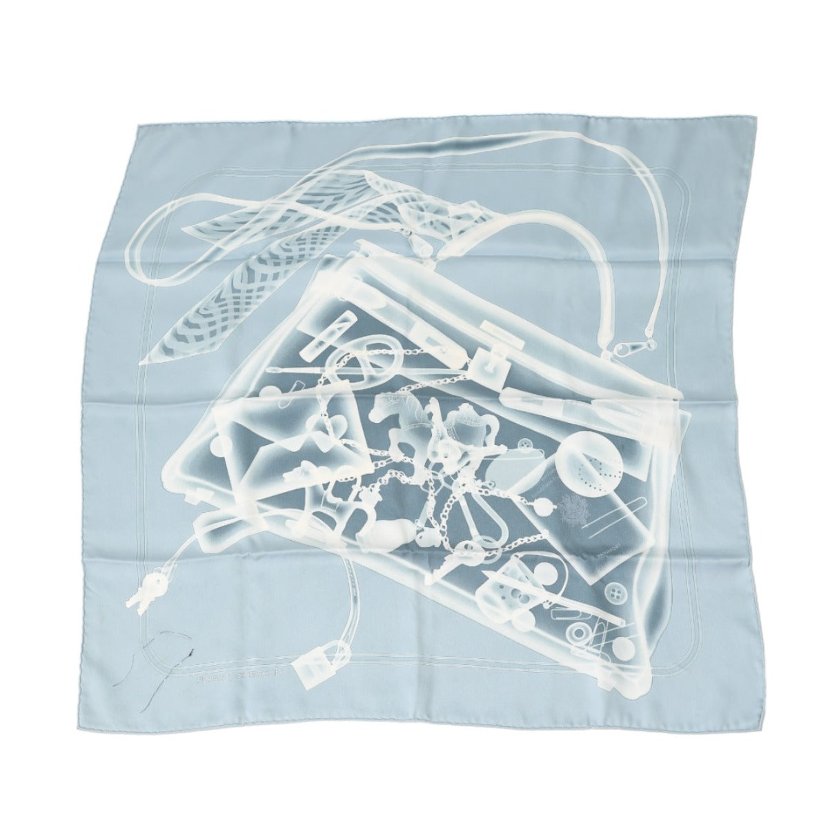 エルメス HERMES スカーフ
 スカーフ プリーズチェックイン シルク 青グレー 【SS】
 【中古】