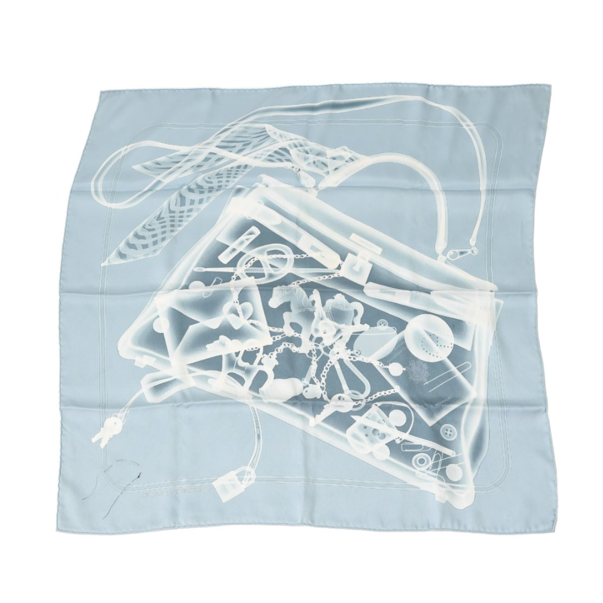 HERMES Scarf
 Scarf Silk Blue Gray [SS]
 【second hand】 