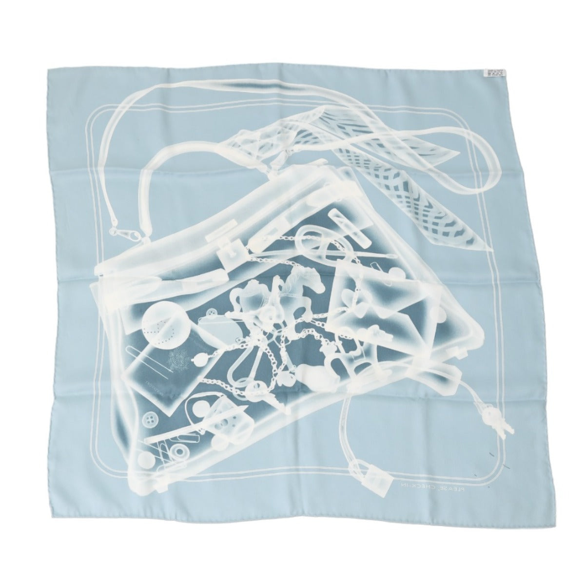 エルメス HERMES スカーフ
 スカーフ プリーズチェックイン シルク 青グレー 【SS】
 【中古】