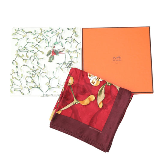 HERMES Scarf
 Scarf Last Year's Snow Holly Berries Carre 90 Silk Red x Yellow [SS]
 【second hand】 