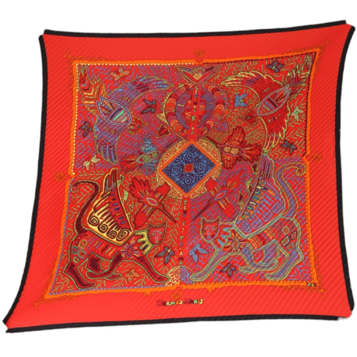 HERMES Scarf
 
Pleated scarf 100% silk, red [SS]
 【second hand】 