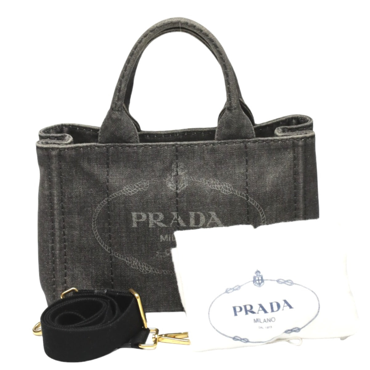 PRADA Tote Bag
 Tote Bag Canapa Mini Denim 1BG439 Black [SS]
 【second hand】 