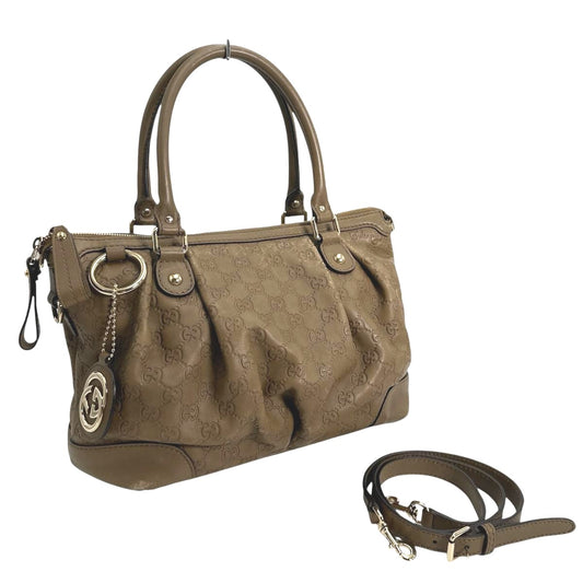 グッチ GUCCI ショルダーバッグ
 ハンドバッグ グッチシマ スーキー レザー 247902 ブラウン 【SS】
 【中古】