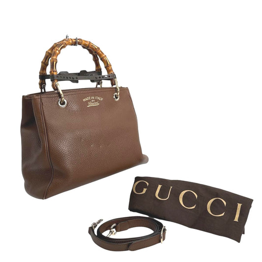 グッチ GUCCI ハンドバッグ
 バンブー レザー 2wayバッグ レザー 336032 ブラウン 【SS】
 【中古】