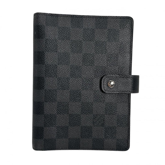 ルイヴィトン LOUIS VUITTON 手帳カバー
 システム手帳カバー ダミエ・グラフィット アジェンダMM ダミエグラフィットキャンバス R20242 ブラック×グレー LV
 【SS】
 【中古】