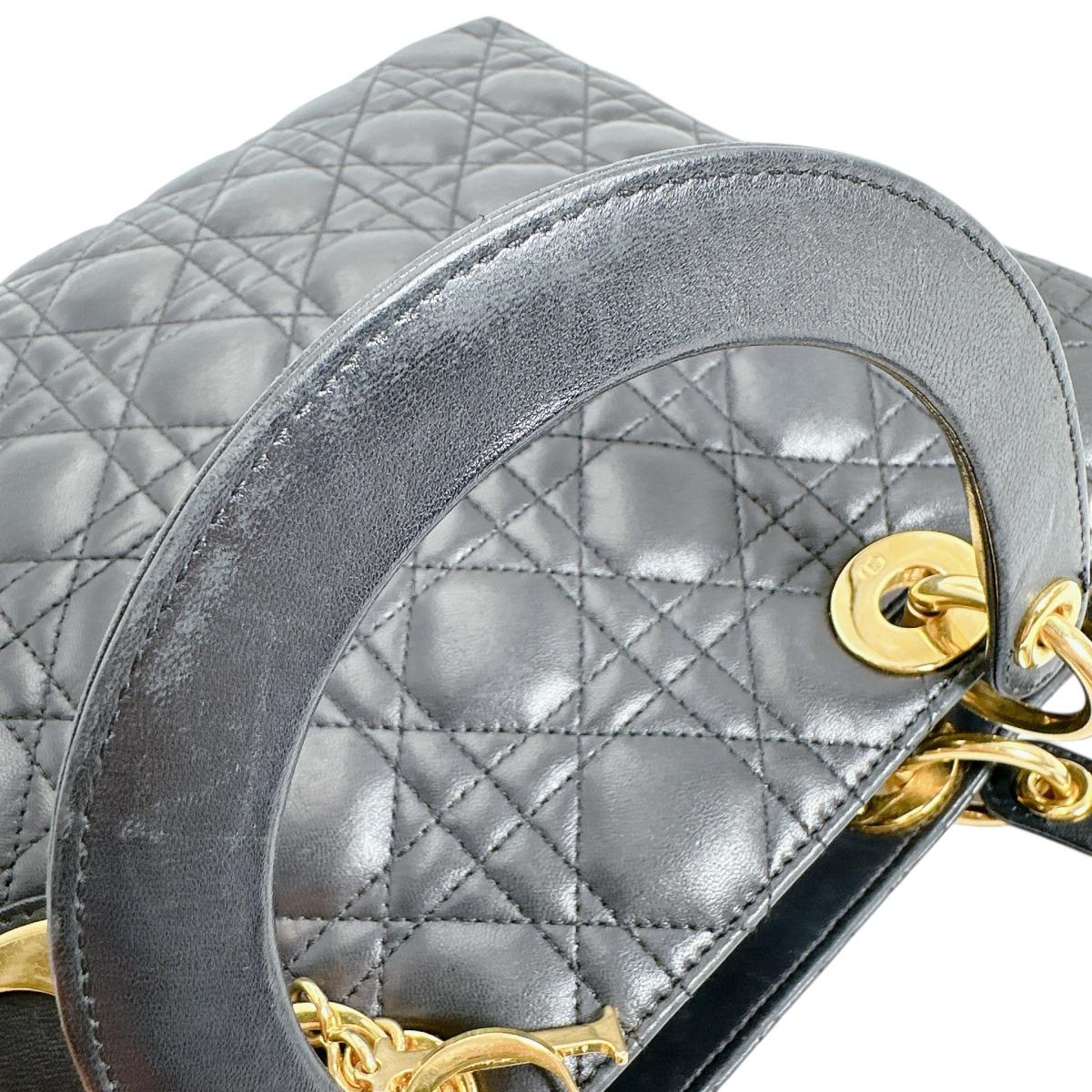 クリスチャンディオール Christian Dior ハンドバッグ
 2WAYショルダーバッグ レディディオール カナージュ 牛革 ブラック 【SS】
 【中古】