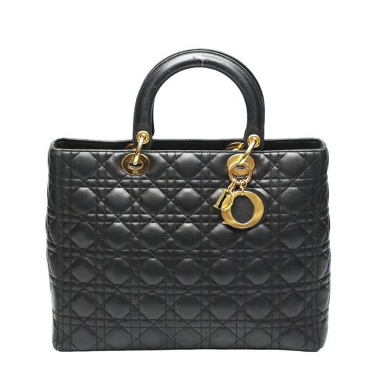 クリスチャンディオール Christian Dior ハンドバッグ
 2WAYショルダーバッグ レディディオール カナージュ 牛革 ブラック 【SS】
 【中古】