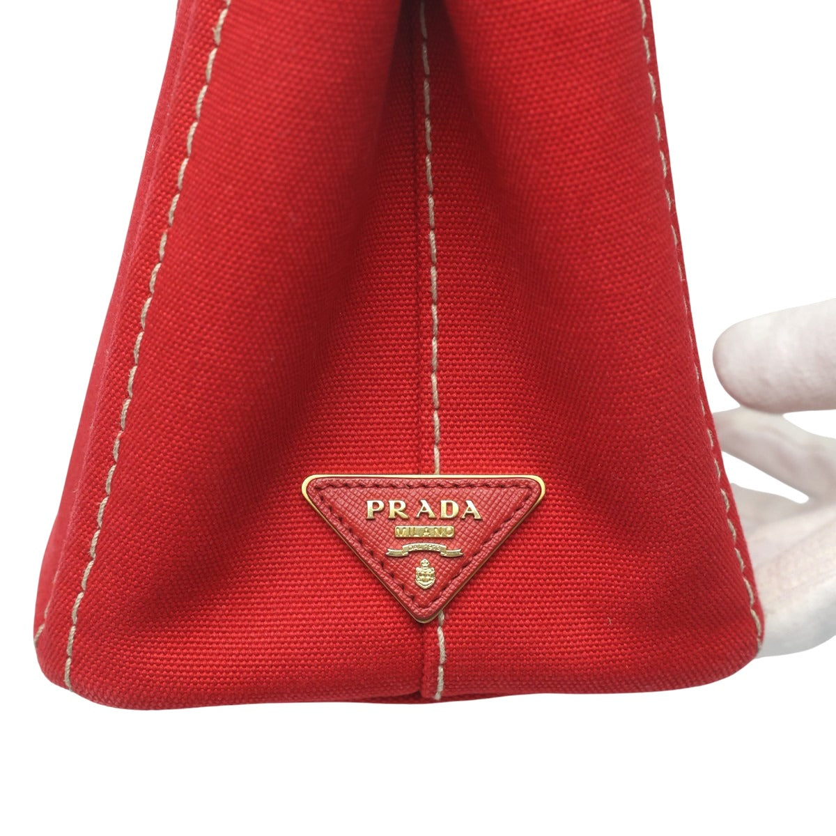 プラダ PRADA トートバッグ
 トートバッグ キャンバス カナパトート ミニ デニム 1BG439 レッド 【SS】
 【中古】