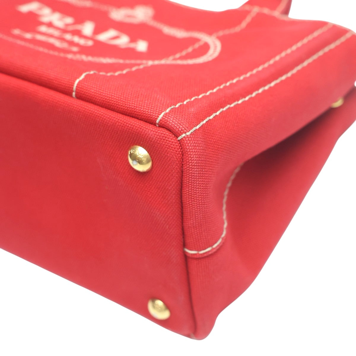 プラダ PRADA トートバッグ
 トートバッグ キャンバス カナパトート ミニ デニム 1BG439 レッド 【SS】
 【中古】