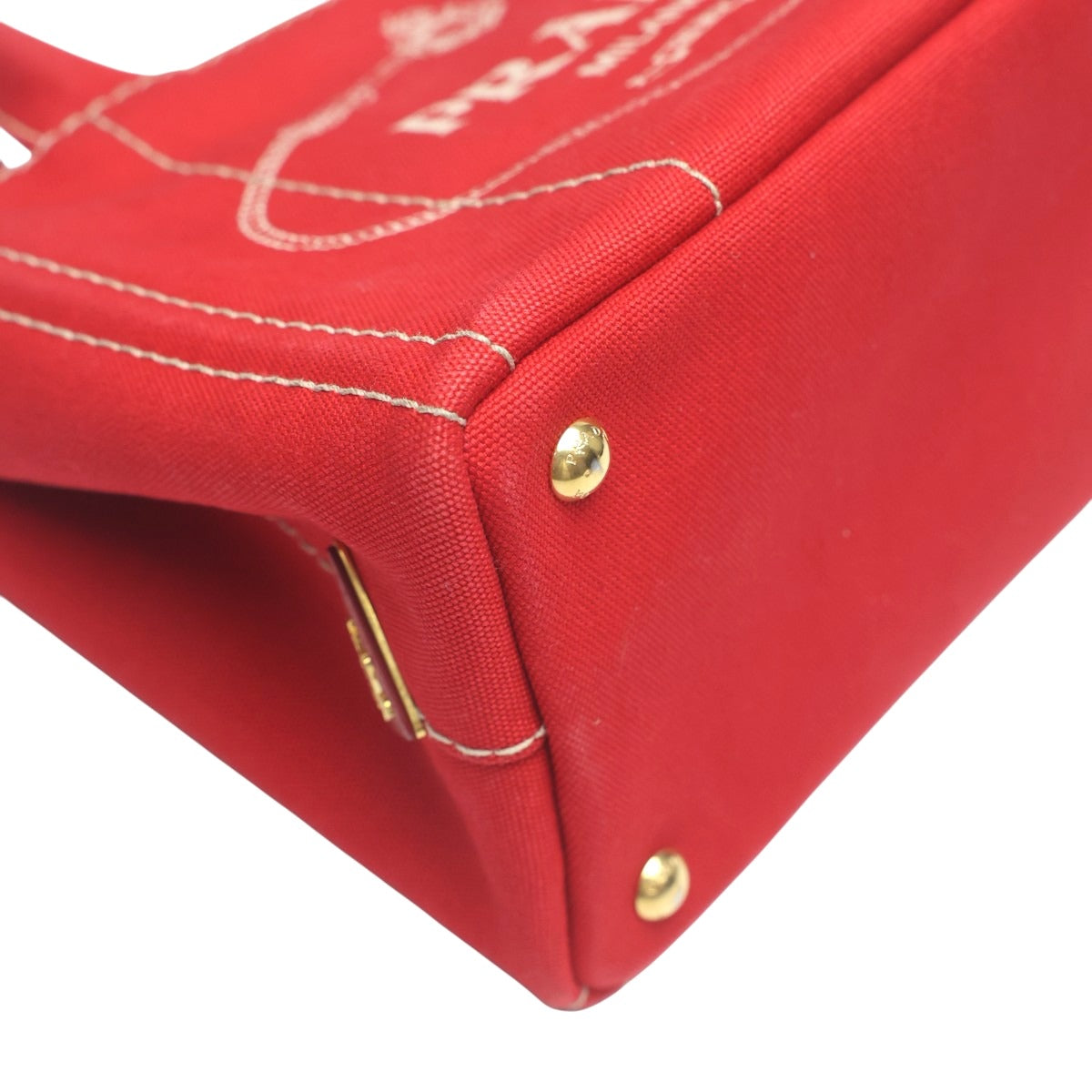 プラダ PRADA トートバッグ
 トートバッグ キャンバス カナパトート ミニ デニム 1BG439 レッド 【SS】
 【中古】