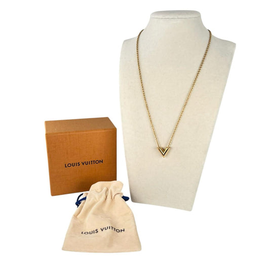 ルイヴィトン LOUIS VUITTON ネックレス
 コリエ・エセンシャルV ペルル GP M61083 ゴールド LV
 【SS】
 【中古】