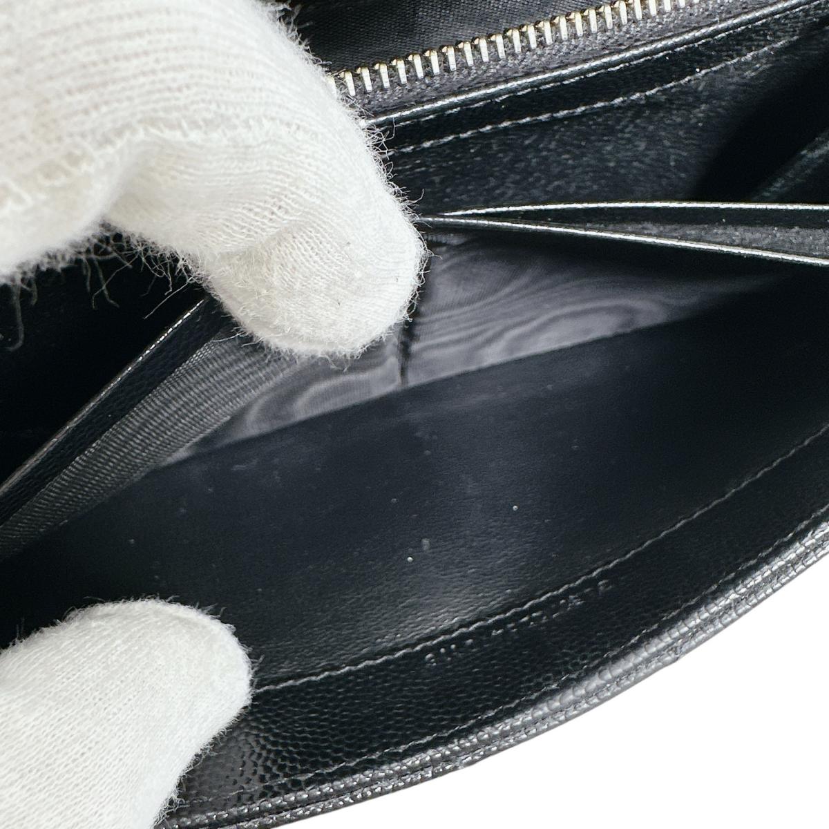 サンローラン SAINT LAURENT 長財布
 長財布 カサンドラ ボタン式 レザー ブラック 【SS】
 【中古】
