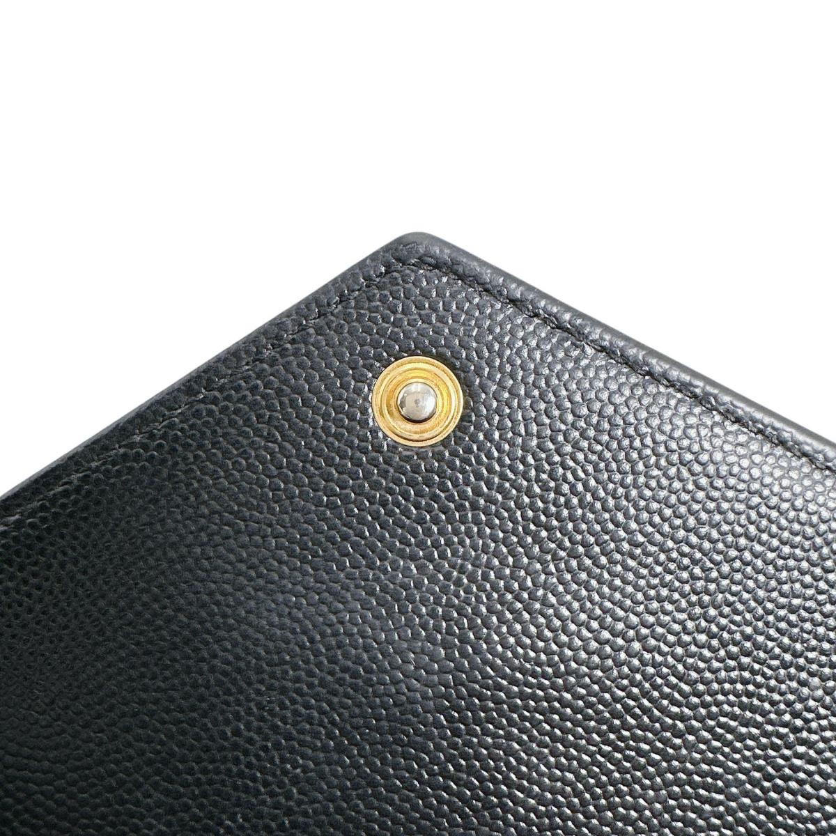 サンローラン SAINT LAURENT 長財布
 長財布 カサンドラ ボタン式 レザー ブラック 【SS】
 【中古】