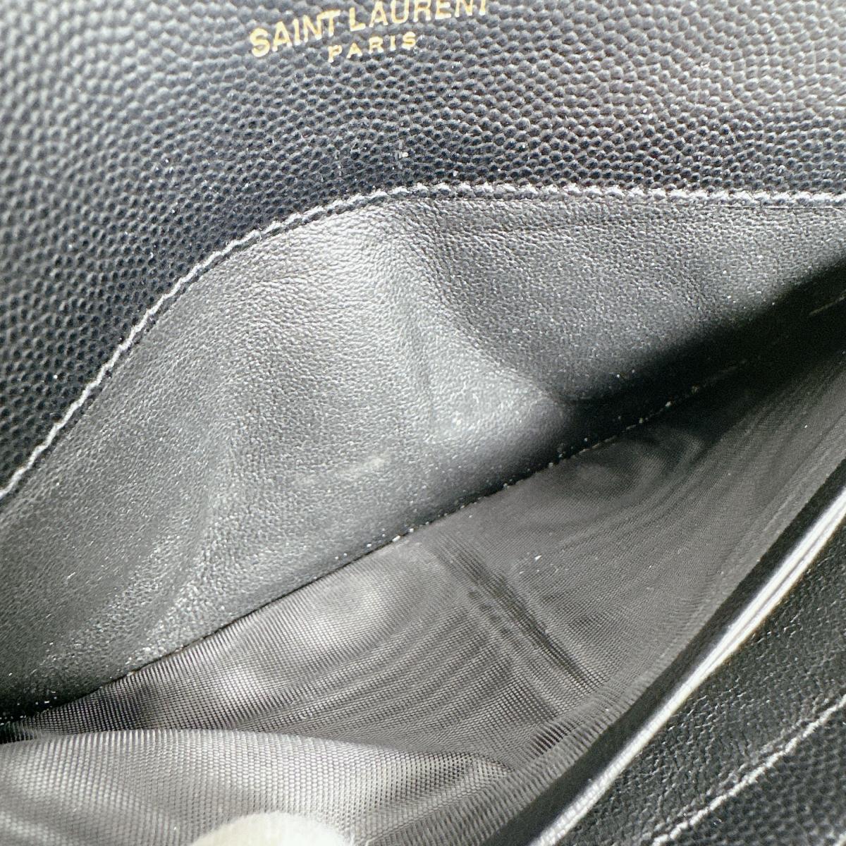 サンローラン SAINT LAURENT 長財布
 長財布 カサンドラ ボタン式 レザー ブラック 【SS】
 【中古】