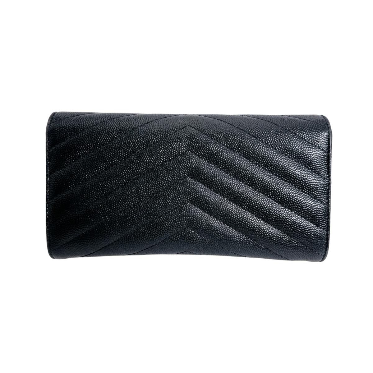 サンローラン SAINT LAURENT 長財布
 長財布 カサンドラ ボタン式 レザー ブラック 【SS】
 【中古】