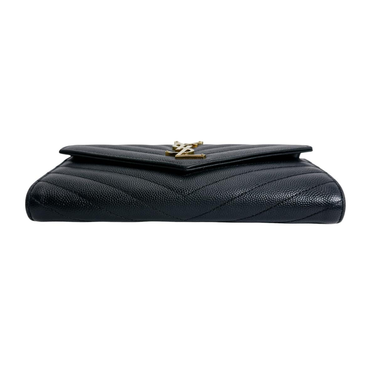 サンローラン SAINT LAURENT 長財布
 長財布 カサンドラ ボタン式 レザー ブラック 【SS】
 【中古】