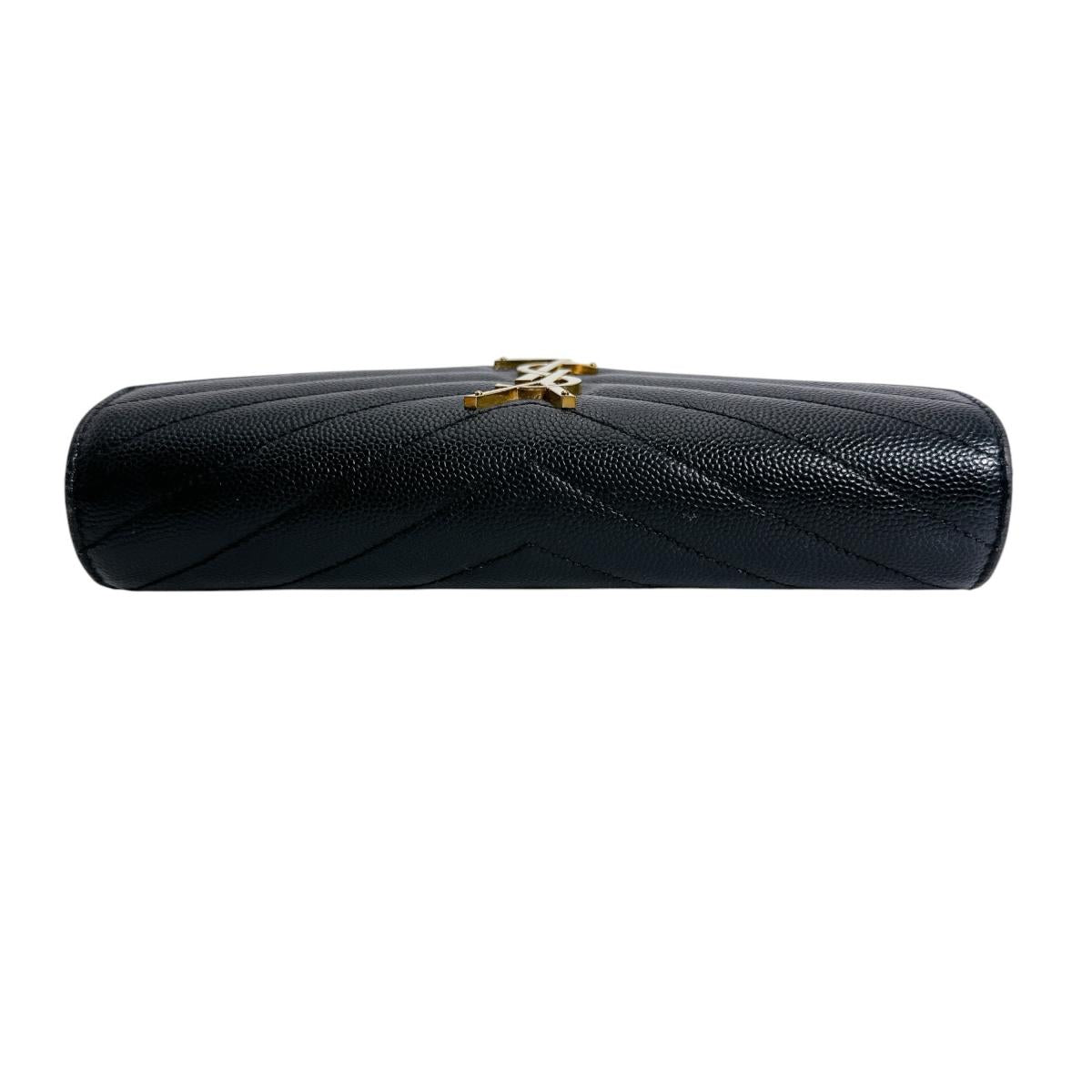 サンローラン SAINT LAURENT 長財布
 長財布 カサンドラ ボタン式 レザー ブラック 【SS】
 【中古】