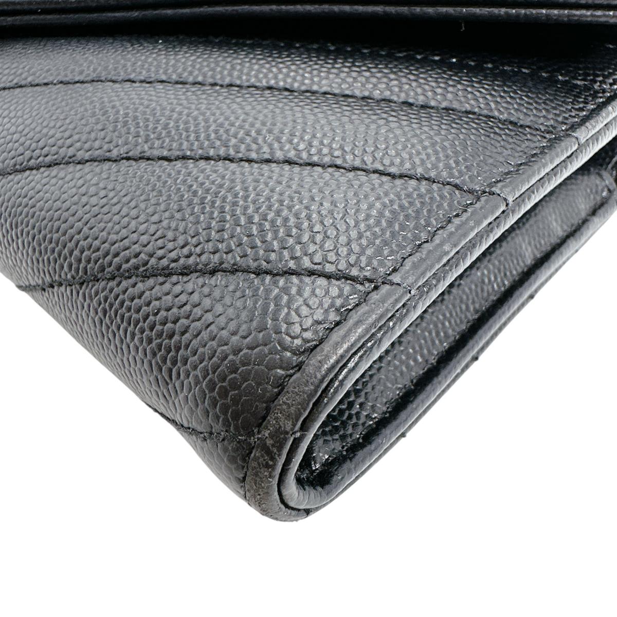 サンローラン SAINT LAURENT 長財布
 長財布 カサンドラ ボタン式 レザー ブラック 【SS】
 【中古】