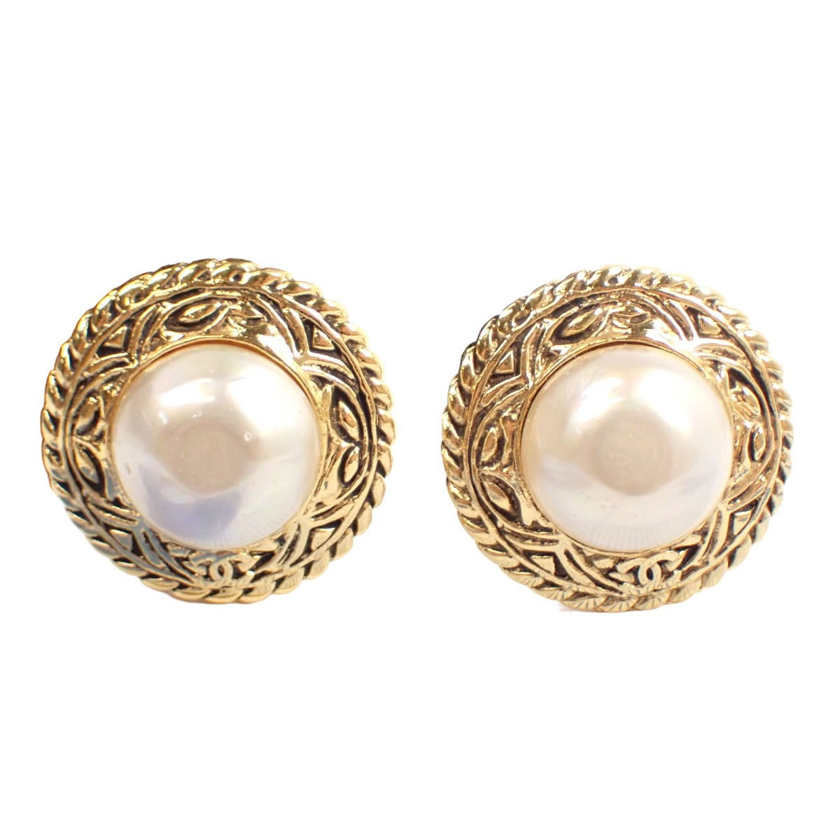 CHANEL Earrings
 Fake pearl engraved GP gold [SS]
 【second hand】 