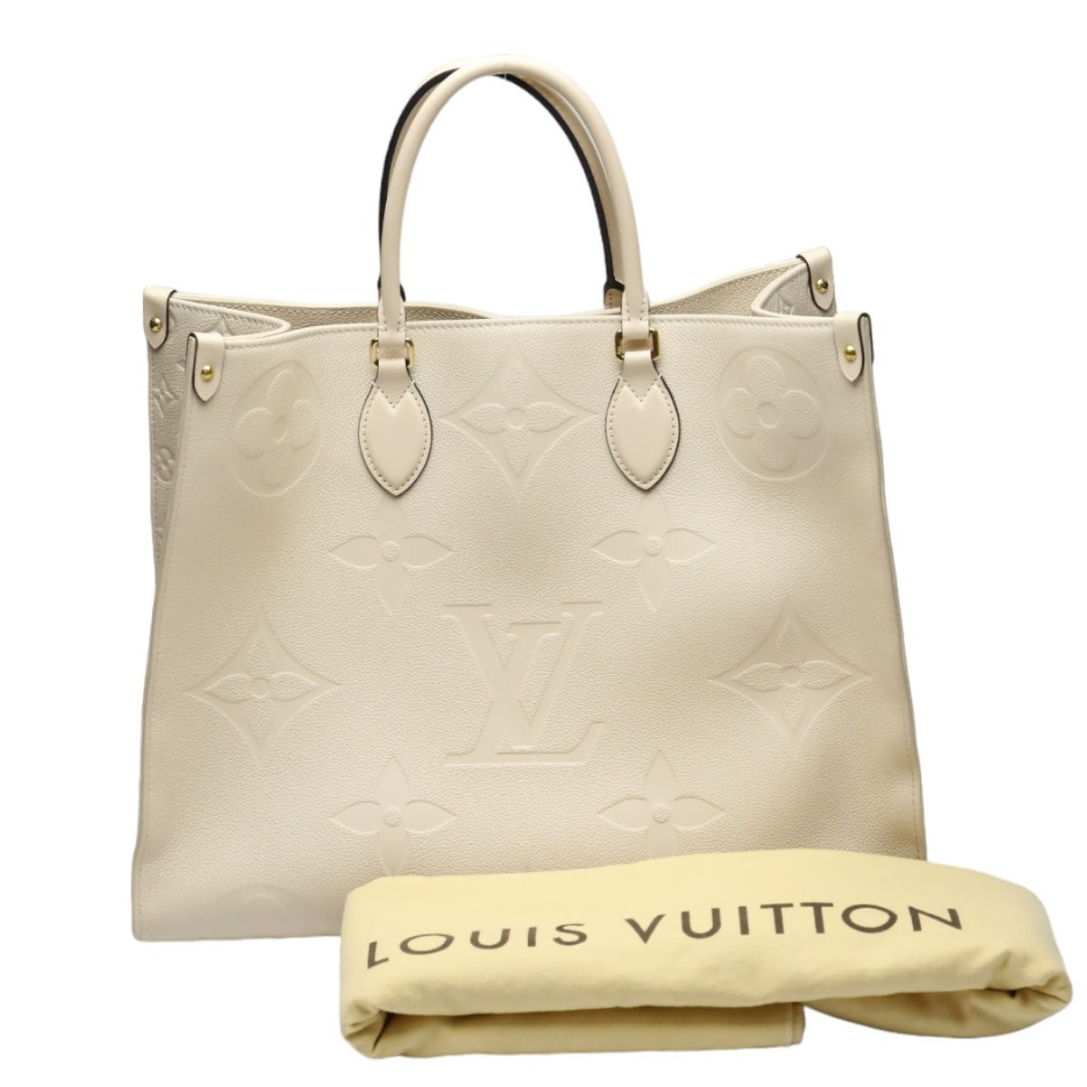 ルイヴィトン LOUIS VUITTON トートバッグ
 オンザゴーGM モノグラム ショルダーバック モノグラムアンプラント M45081 ベージュ LV
 【SS】
 【中古】