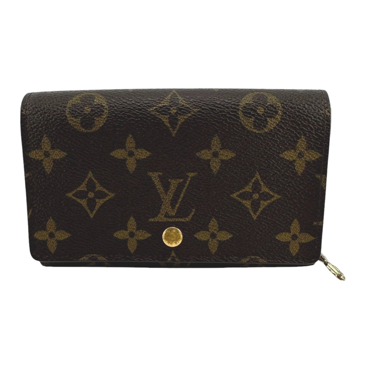 ルイヴィトン LOUIS VUITTON 二つ折り財布
 L字ファスナー モノグラム ポルトモネビエ・トレゾール モノグラムキャンバス M61730 ブラウン LV
 【SS】
 【中古】