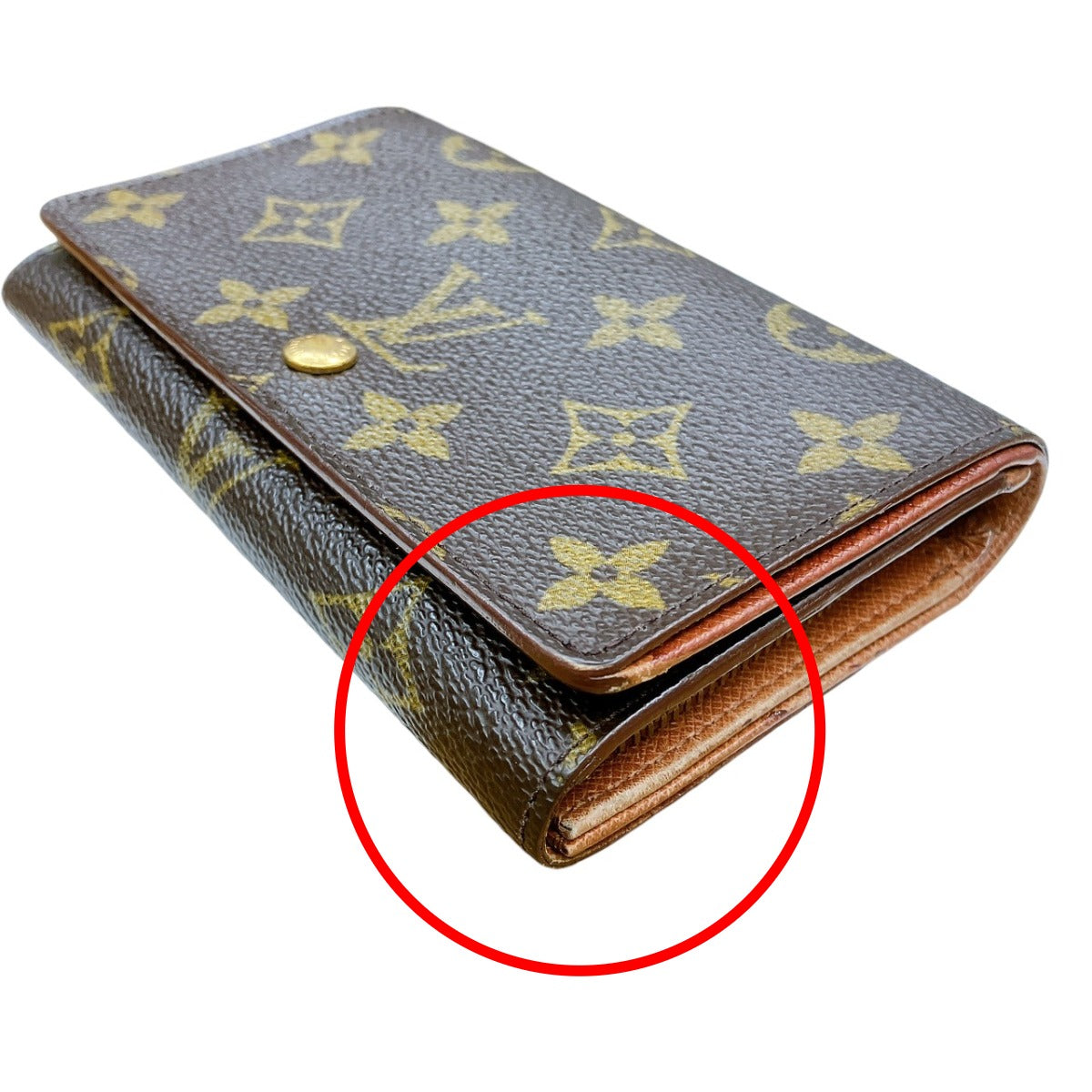 ルイヴィトン LOUIS VUITTON 二つ折り財布
 L字ファスナー モノグラム ポルトモネビエ・トレゾール モノグラムキャンバス M61730 ブラウン LV
 【SS】
 【中古】